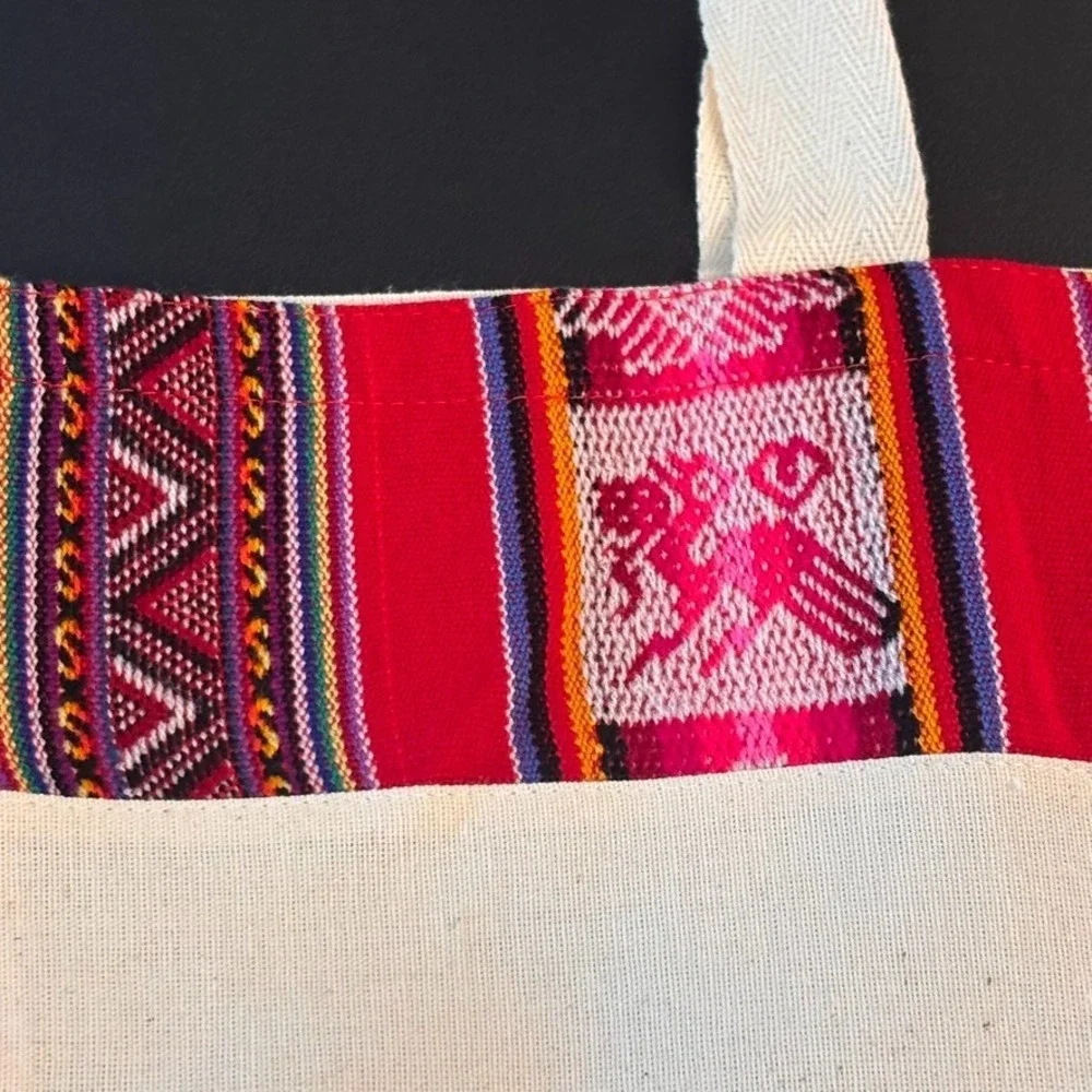 Arequipa‎ Peru Embroidered Beige Canvas Tote Bag NWOT